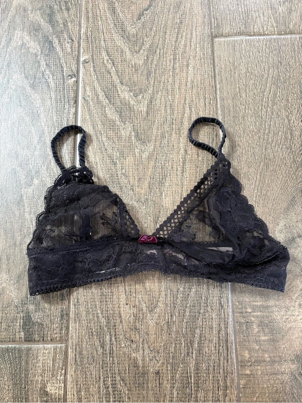 Stella McCartney / Black Purple Bow Lace Bralette